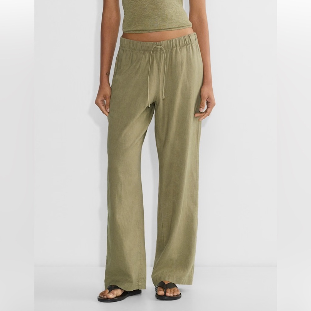 Aritzia Olive Green Linen Pant